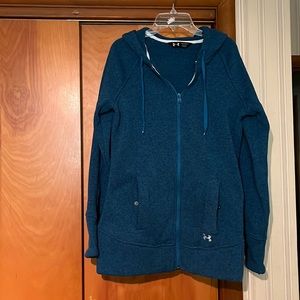 Ladies zippered UnderArmour Storm 1 hooded medium weight jacket aqua, size SMALL